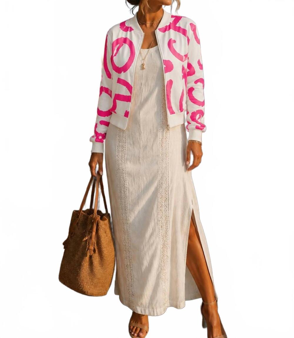 NEW DIVA USA zip- up cropped jacket in hot pink